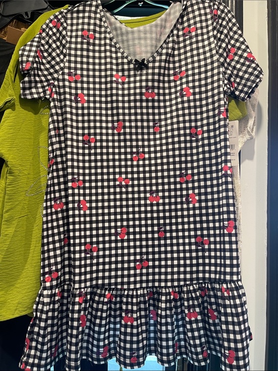 Other - Black & White Gingham Cherry Print Dress